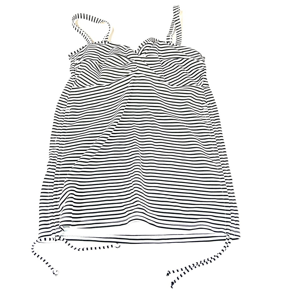 Panache Swim 34D Tankini Top Black White Striped Underwire Anya SW0891 #2267